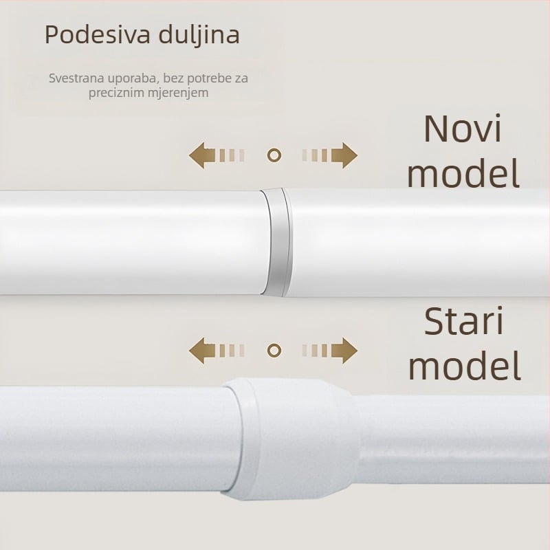 Teleskopna šipka za sušenje odjeće i zavjese na vratima; bez bušenja, podesiva duljina; metalna; moderni minimalistički stil; za garderobu i kupaonicu