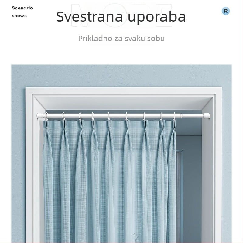 Teleskopna šipka za sušenje odjeće i zavjese na vratima; bez bušenja, podesiva duljina; metalna; moderni minimalistički stil; za garderobu i kupaonicu