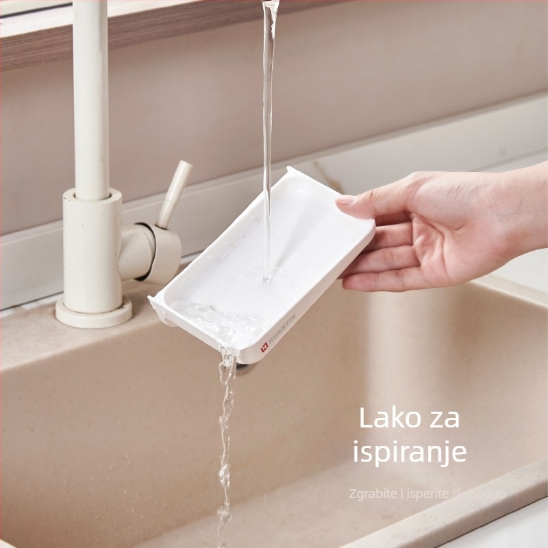 Ring Silver zidna kutija za sapun bez bušenja s dvostrukim nosačem sapuna, plastična