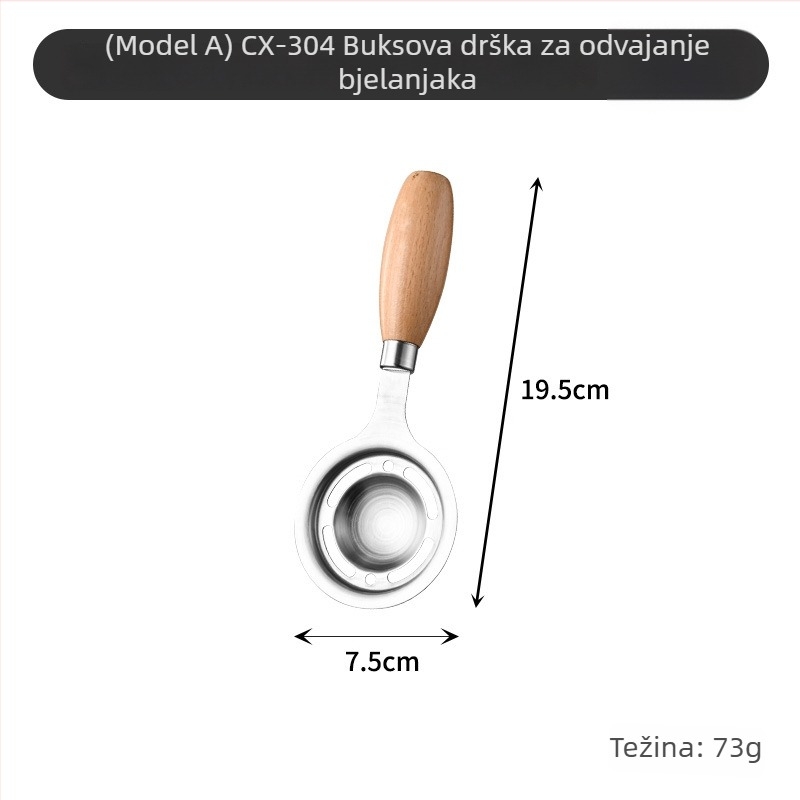 Presa za pire od 304 nehrđajućeg čelika s drvenom ručkom, kuhinjski cedilj i odvajač bjelanjaka, moderni minimalistički stil