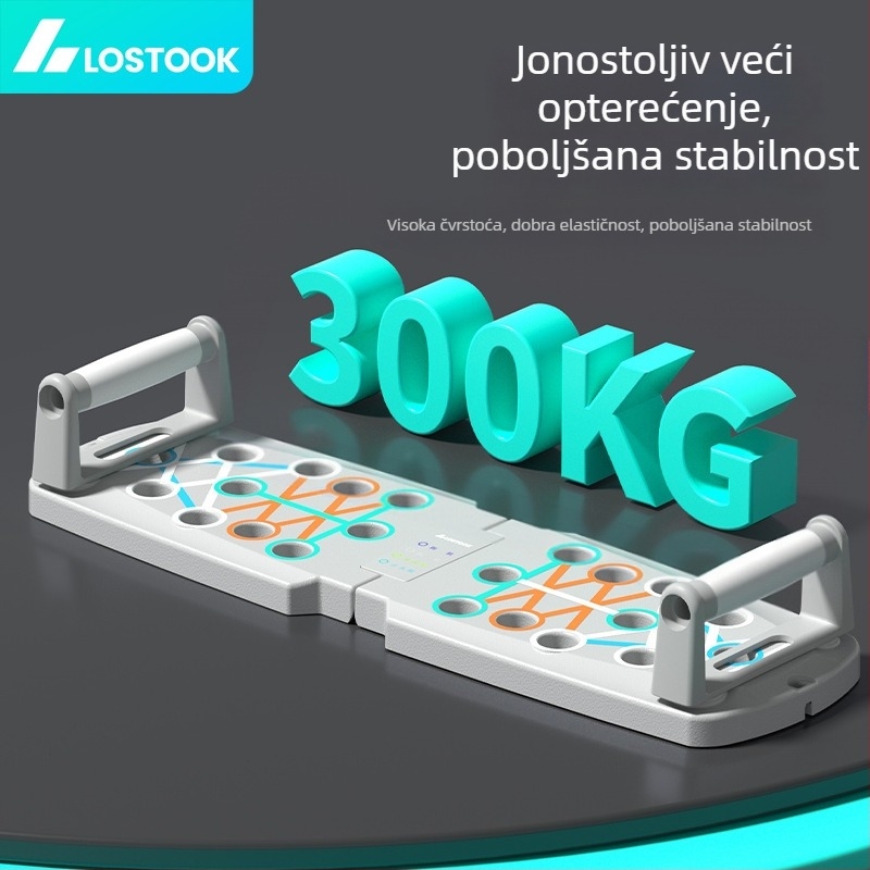 Lostock Sklopivi stalak za sklekove, Prijenosna fitness ploča za trening prsiju i trbuha, Težina 500