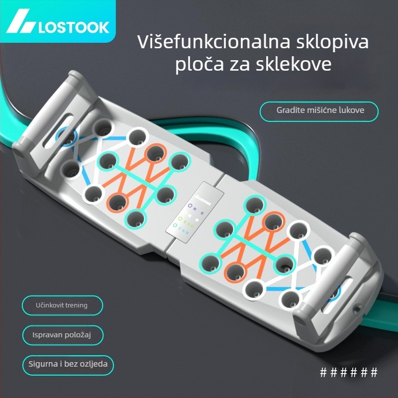 Lostock Sklopivi stalak za sklekove, Prijenosna fitness ploča za trening prsiju i trbuha, Težina 500