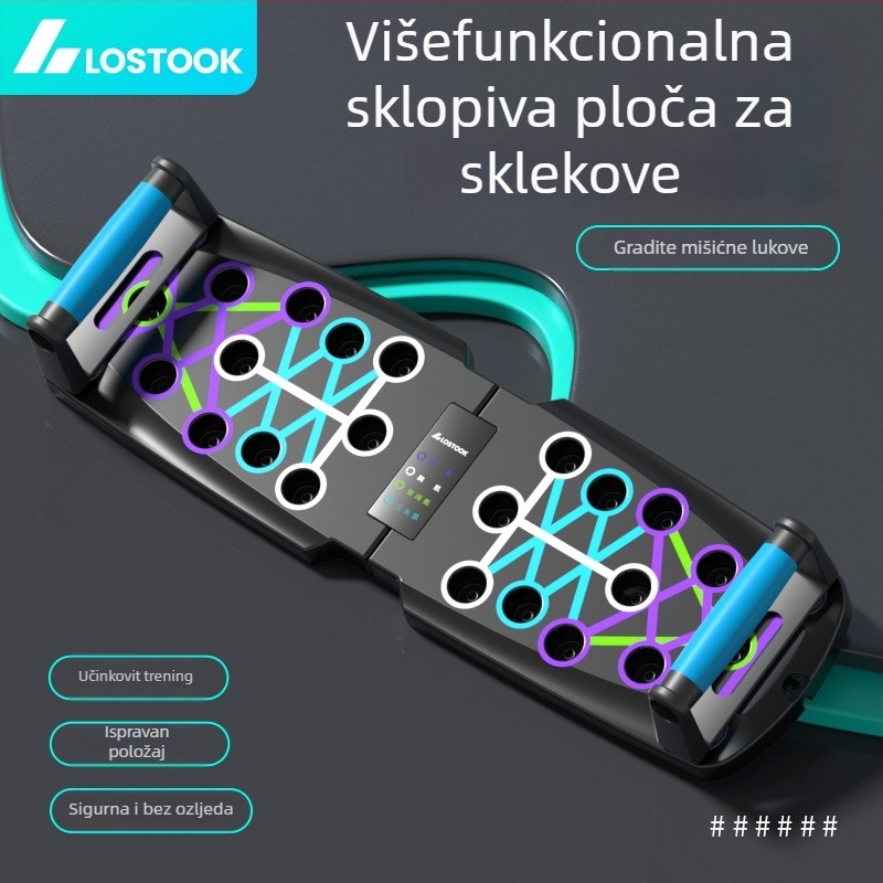 Lostock Sklopivi stalak za sklekove, Prijenosna fitness ploča za trening prsiju i trbuha, Težina 500