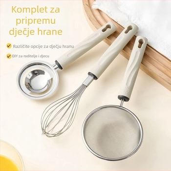 Miješalica za jaja – trodijelni set s mrežastim filtrima i odvajačem bjelanjaka, ručna neelektrična kuhinjska alatka za pečenje, moderni minimalistički dizajn