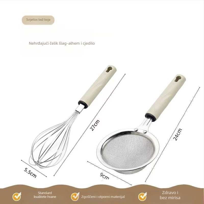 Miješalica za jaja – trodijelni set s mrežastim filtrima i odvajačem bjelanjaka, ručna neelektrična kuhinjska alatka za pečenje, moderni minimalistički dizajn