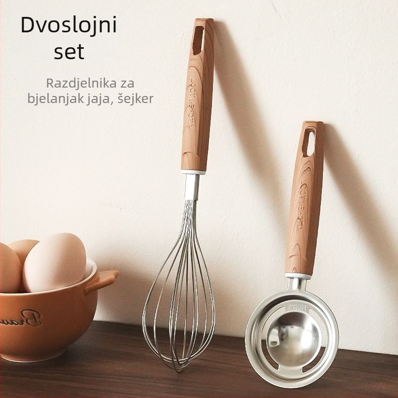 Set za odvajanje bjelanjka i žumanjka, 304 nehrđajući čelik, mjerni čašica, mreža za filtriranje i cedilo (ručno)