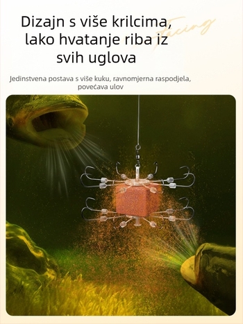 Osmozubni nebenski udica za ribolov, protiv zaplitanja, dvostrana četvrtasta udica