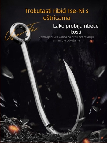 Osmozubni nebenski udica za ribolov, protiv zaplitanja, dvostrana četvrtasta udica