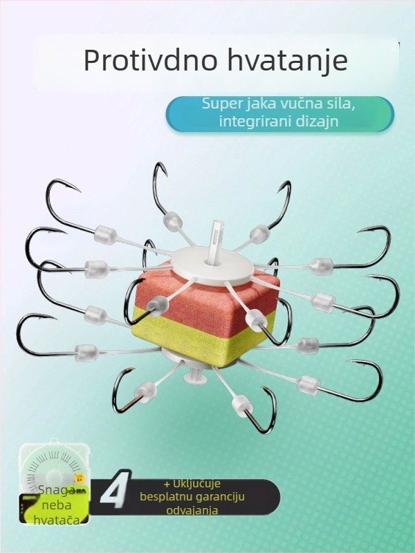 Osmozubni nebenski udica za ribolov, protiv zaplitanja, dvostrana četvrtasta udica