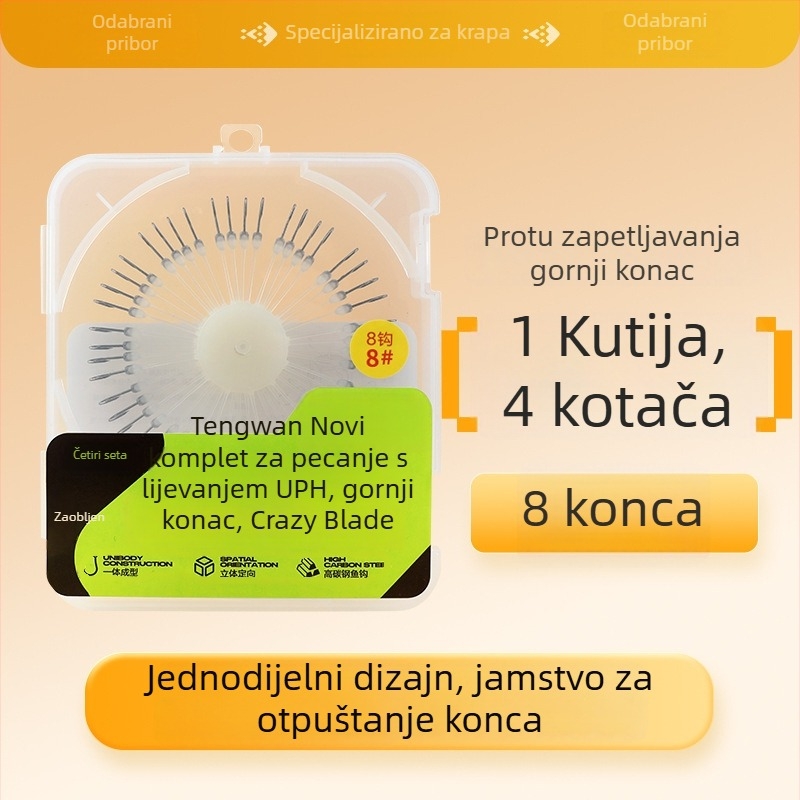 Osmozubni nebenski udica za ribolov, protiv zaplitanja, dvostrana četvrtasta udica