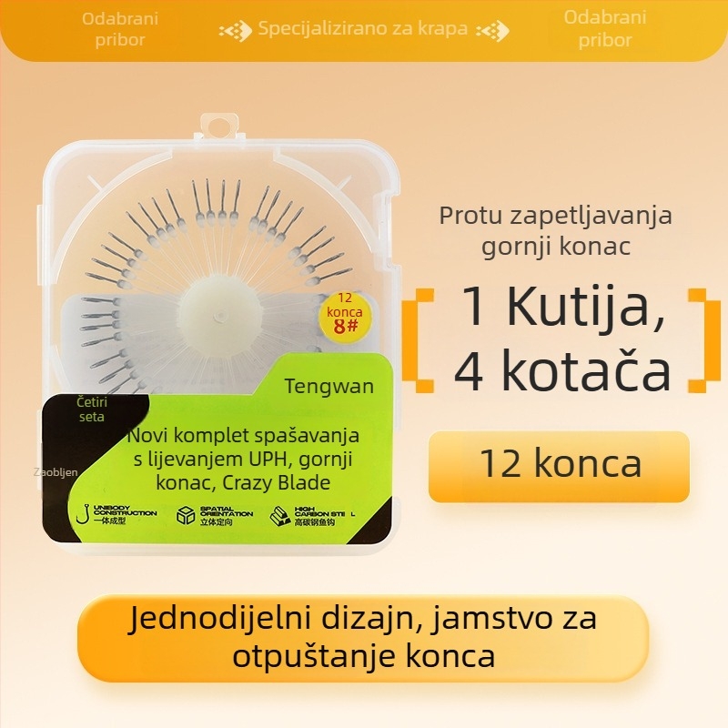 Osmozubni nebenski udica za ribolov, protiv zaplitanja, dvostrana četvrtasta udica