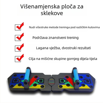 Push-up rack - sklopiva višefunkcionalna ploča za vježbanje s napetim užetom i torbom za pohranu - Model 001