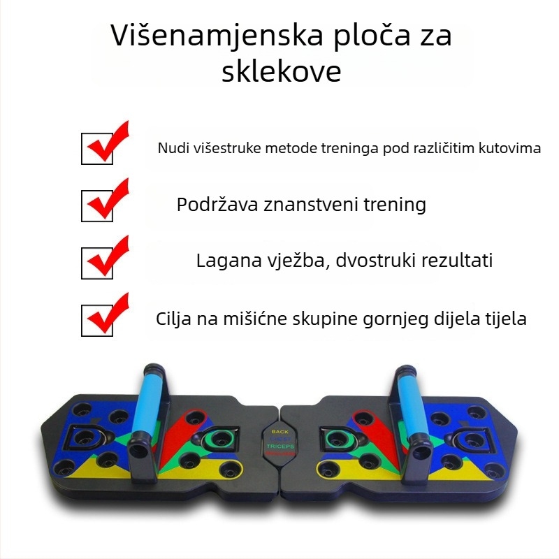 Push-up rack - sklopiva višefunkcionalna ploča za vježbanje s napetim užetom i torbom za pohranu - Model 001