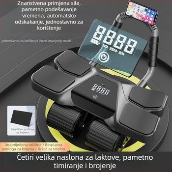 Kotač za trbušnjake s četiri kotačića, digitalni zaslon s pametnim brojilanjem, automatsko vraćanje, težina 3 kg