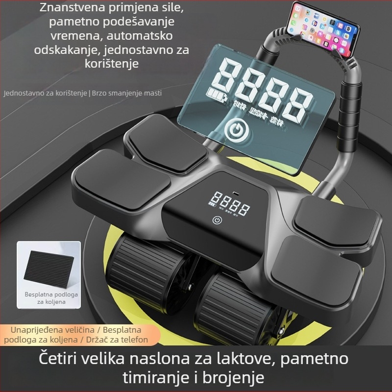Kotač za trbušnjake s četiri kotačića, digitalni zaslon s pametnim brojilanjem, automatsko vraćanje, težina 3 kg