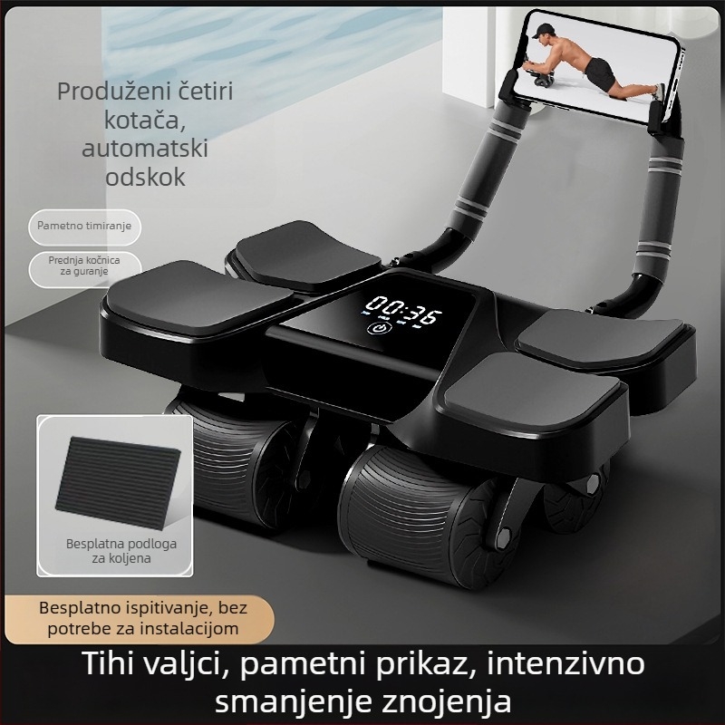 Kotač za trbušnjake s četiri kotačića, digitalni zaslon s pametnim brojilanjem, automatsko vraćanje, težina 3 kg