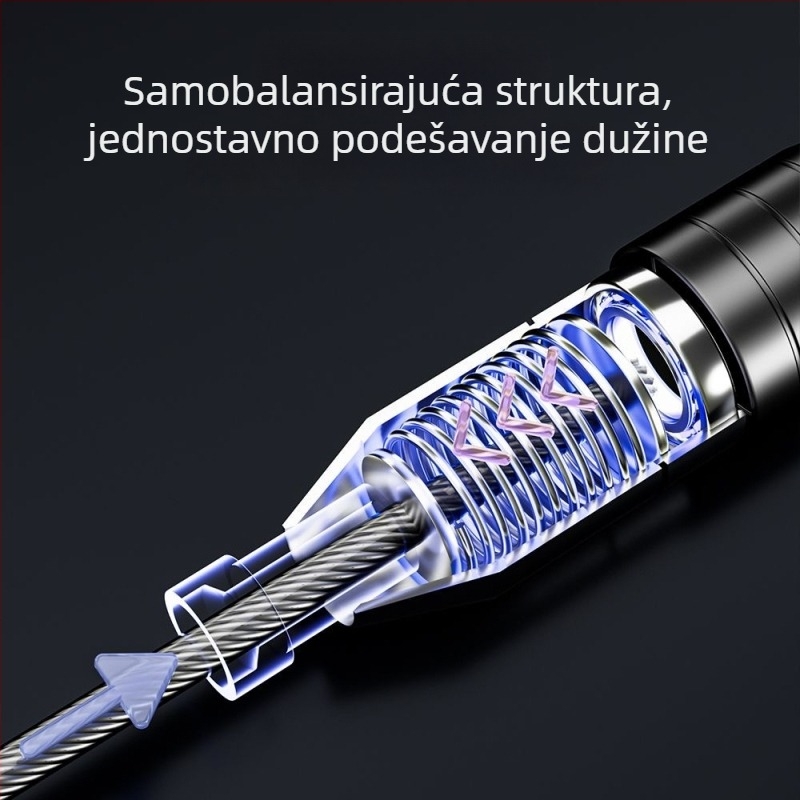 Švihadlo od čeličnog užeta – prilagodljivo, s automatskim zaključavanjem, za odrasle i djecu, fitness oprema (Podrijetlo Zhejiang)