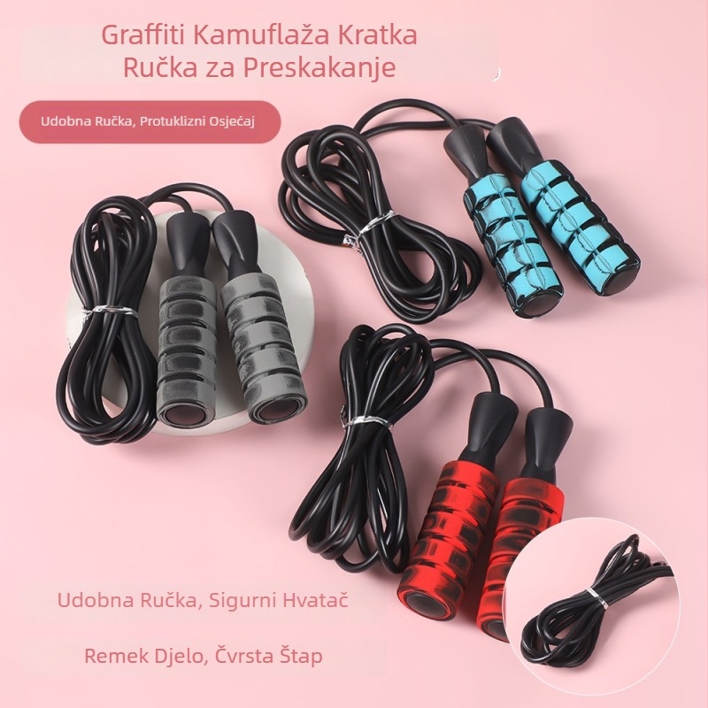 Graffiti kamuflažni skakački uže s kratkim ručkama, za unutarnje vježbanje, duljina užeta 2,8 m, duljina ručke 13,5 cm, materijali NBR/PVC/PP