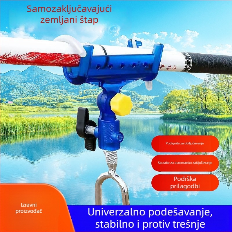Držač za štap za ribolov s automatskim zaključavanjem tornja, ABS materijal, univerzalna zemlja baza, dvostruka namjena