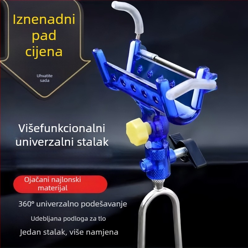 Qiwang Nehrđajući čelični držač za štapove s kolikom za tlo, glavom za zaključavanje i univerzalnim spojem – dvostruka namjena, višenamjenski