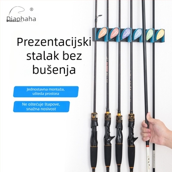 Zidni držač za ribolovne štapove, bez bušenja, skladištenje štapova
