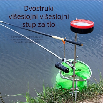Držač za ribolov tri u jedan sa zemnim utorom, drvena konstrukcija, ne rotira, nije sklopiv