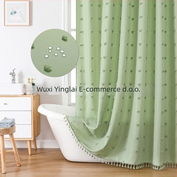 Poliesterska zavjesa za tuš s motivom hortenzije, minimalistički dizajn, 3D jacquard tekstura, izrezani cvjetni uzorak