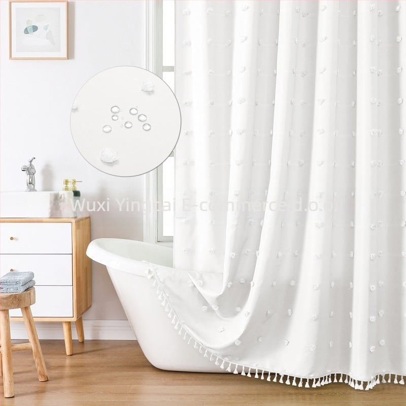 Poliesterska zavjesa za tuš s motivom hortenzije, minimalistički dizajn, 3D jacquard tekstura, izrezani cvjetni uzorak