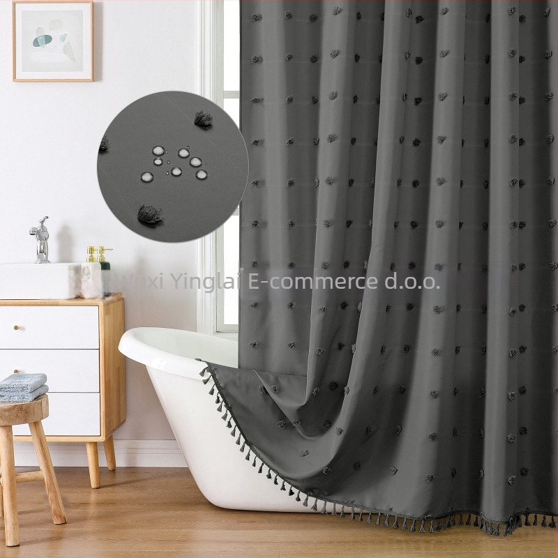 Poliesterska zavjesa za tuš s motivom hortenzije, minimalistički dizajn, 3D jacquard tekstura, izrezani cvjetni uzorak