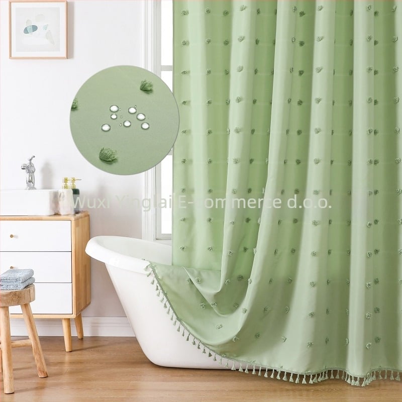 Poliesterska zavjesa za tuš s motivom hortenzije, minimalistički dizajn, 3D jacquard tekstura, izrezani cvjetni uzorak