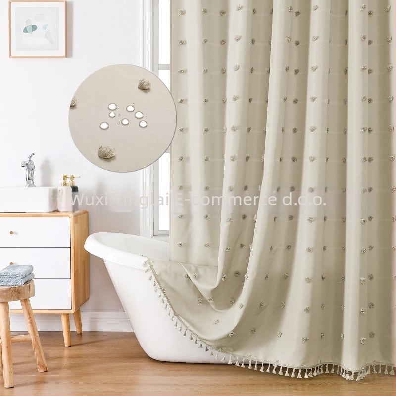 Poliesterska zavjesa za tuš s motivom hortenzije, minimalistički dizajn, 3D jacquard tekstura, izrezani cvjetni uzorak