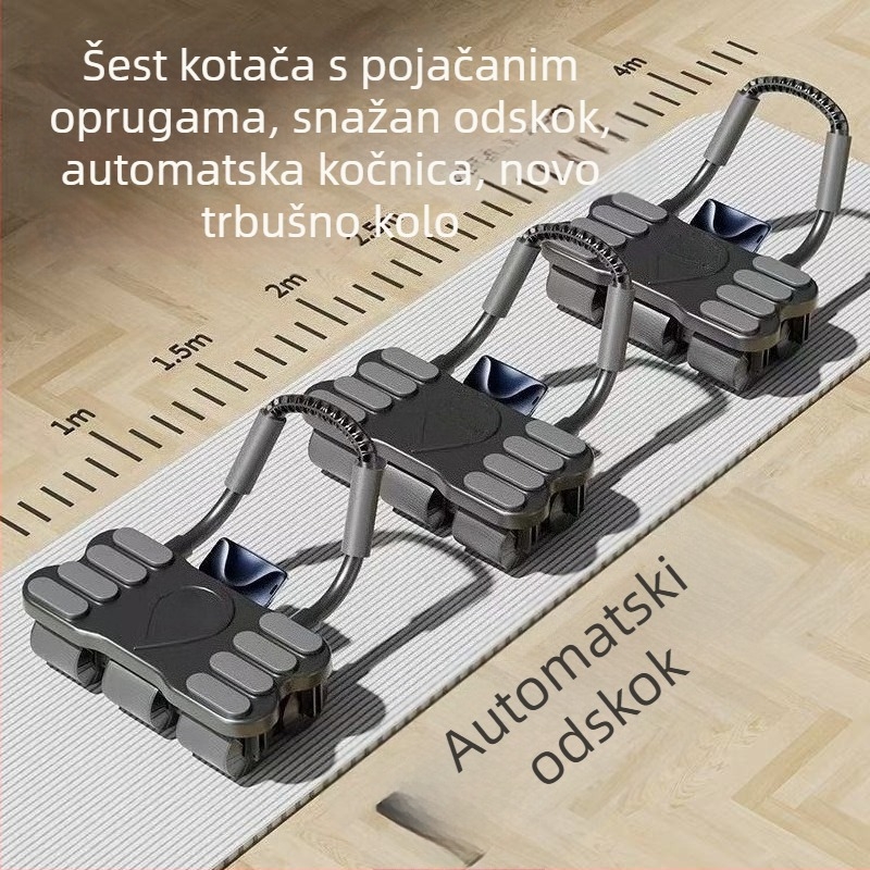 Šesterokotačni kolut za trbušnjake s automatskim povratkom, inteligentno brojanje ponavljanja, podesiva ručka, držač za telefon