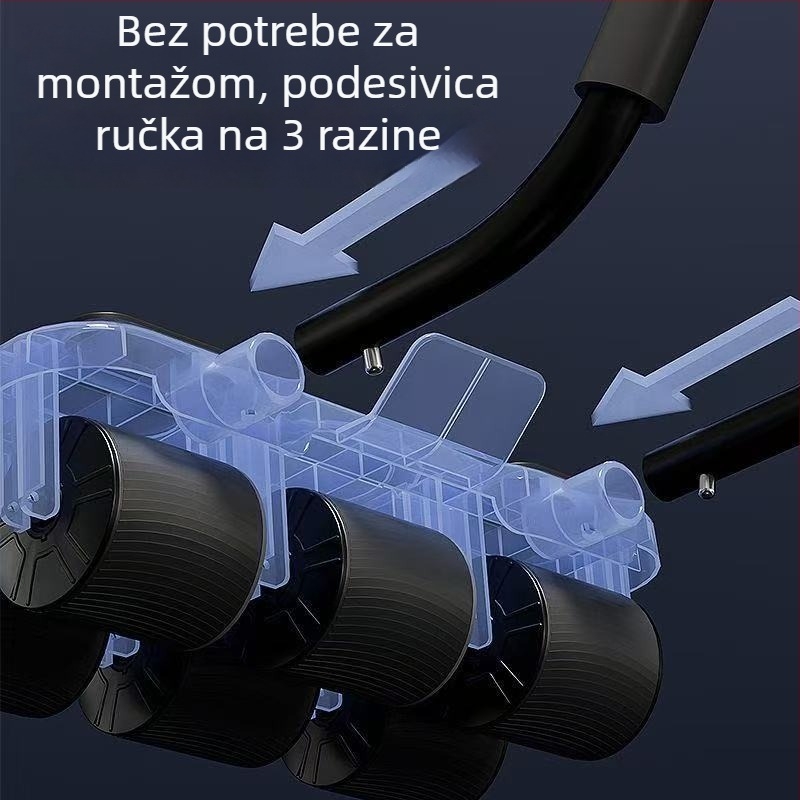 Šesterokotačni kolut za trbušnjake s automatskim povratkom, inteligentno brojanje ponavljanja, podesiva ručka, držač za telefon