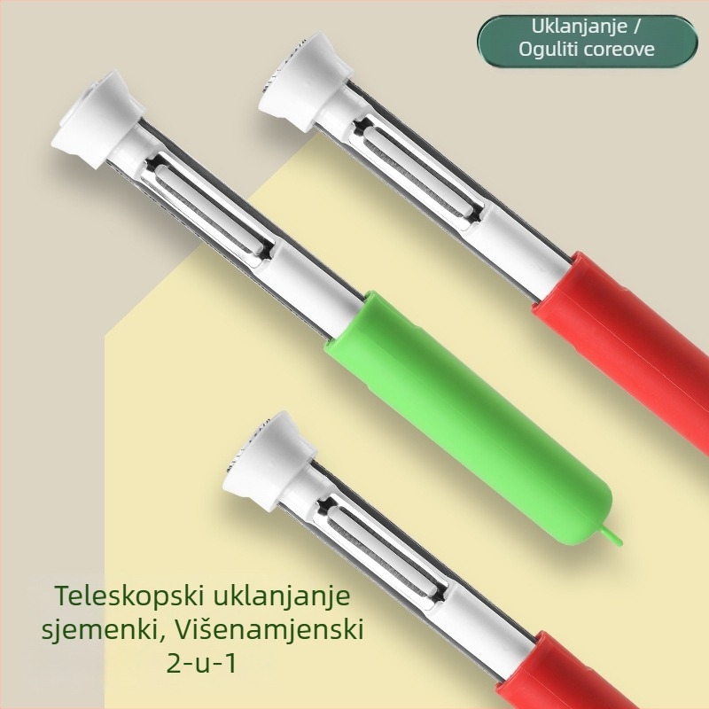 Teleskopski alat za izdvajanje srži voća i guljenje – nehrđajući čelik, 3-u-1 nož za voće i povrće, neobičan dizajn