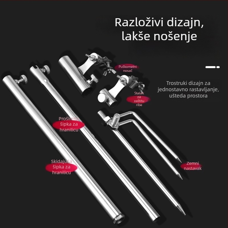 3-u-1 posuda za mamce i držač štapa (dvostruko korištenje, nehrđajući čelik, višesmjerna rotacija)