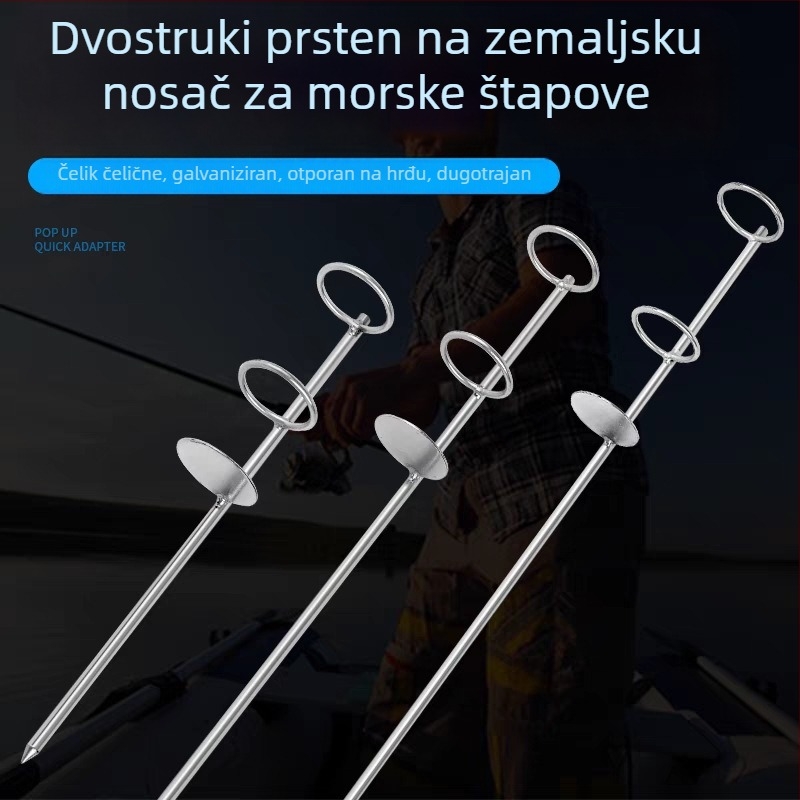 Držač za morski štap, dvostruki krug, dvostruka namjena, produžena i zadebljana potpora, dugi domet štapa, nehrđajući čelik