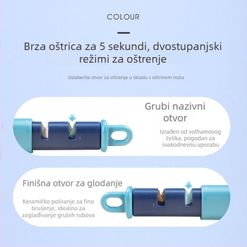 Tri u jedan kuhinjski alat: oljuštitelj, naribivač i oštrač noževa; ABS tijelo; ručna upotreba