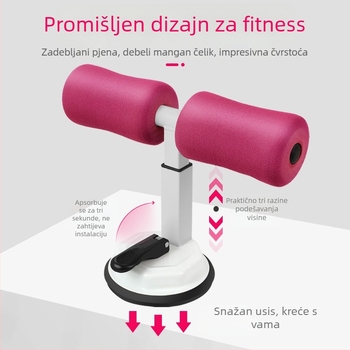 Ured za pomoć pri trbušnjacima s fiksnom podrškom za noge, trbušni trener s usisnim čašama, fitness oprema za mršavljenje struka, 600 g, pogodan za ured, kuću i na otvorenom