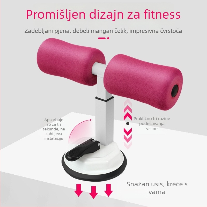 Ured za pomoć pri trbušnjacima s fiksnom podrškom za noge, trbušni trener s usisnim čašama, fitness oprema za mršavljenje struka, 600 g, pogodan za ured, kuću i na otvorenom