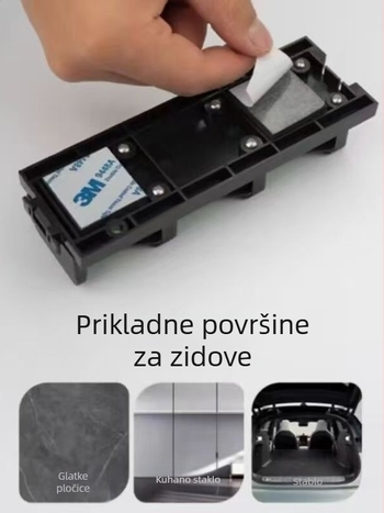  Zidni držač za štapove za ribolov — instalacija bez bušenja, materijal plastika + UV mekani materijal, dizajn s 3 i 9 pretinaca