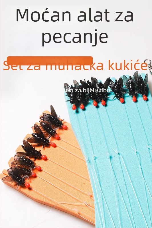 Set za ribolov s konopom protiv zaplitanja, lažna muha, broj 5, zlatni ulošci — Wave Cutter