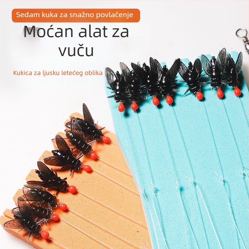 Set za ribolov s konopom protiv zaplitanja, lažna muha, broj 5, zlatni ulošci — Wave Cutter