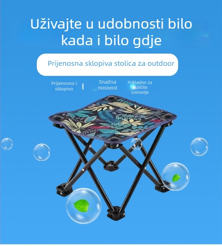 Sklopivi stolac — visokougljični čelik, prijenosno za vanjsku upotrebu, prilagodljivo