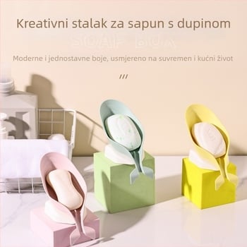 Delfin oblik držača sapuna i skladišna polica za kućnu upotrebu, bez bušenja, s usisnom čašom, drenažni dizajn, Materijal: PP