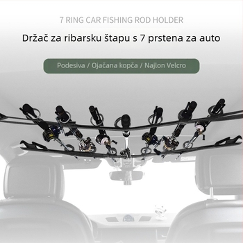 QK Najlon držač štapova za auto, 7 prstena, dvodijelna konstrukcija s remenom