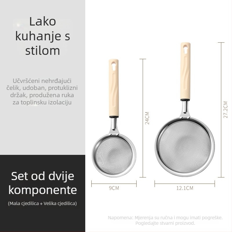 Nerđajući čelik, 3-dijelni kuhinjski set za kućnu upotrebu: cjedilo, mućnjak za jaja i odjeljivač bjelanjaka