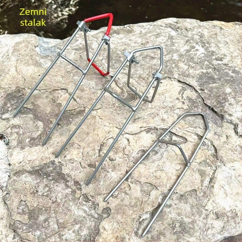 Metalni stalak za ribolovne štapove, ukopan u tlo, sklopiv, bez rotacije