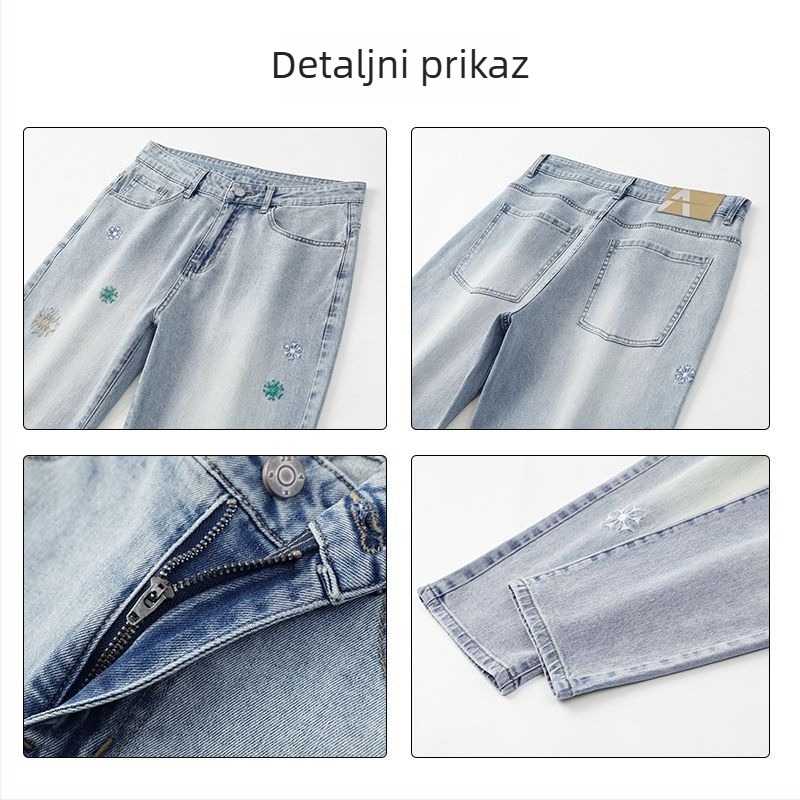 Traperice, cropped ravne nogavice, srednji porast, pamukova mješavina s mikroelastičnošću (67% pamuk, 32,2% poliester, 0,8% elastan), zatvarač na zip
