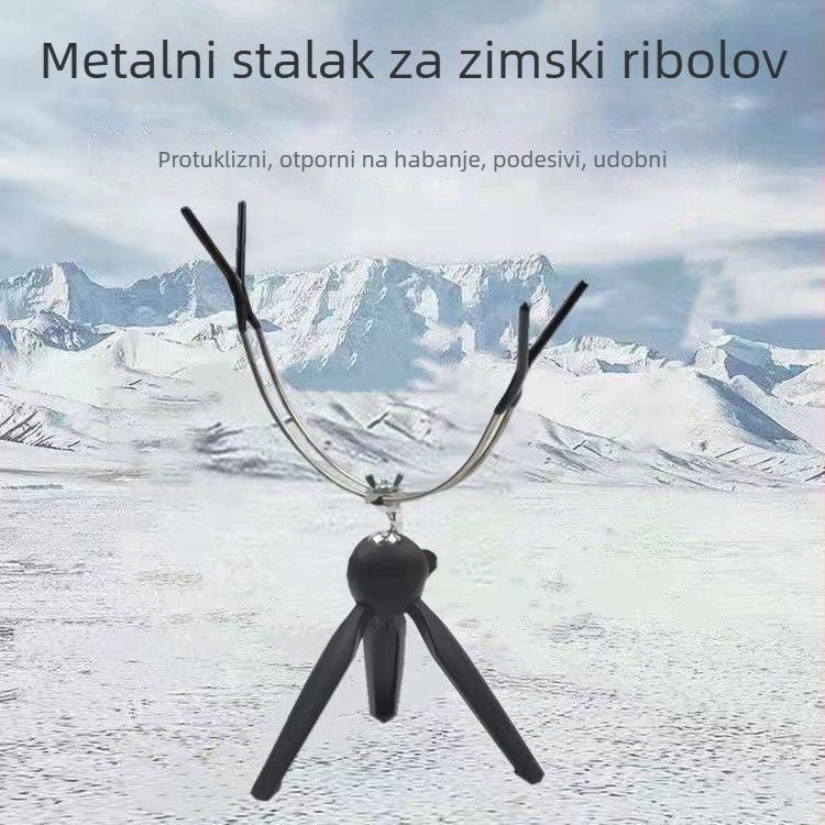 Držač štapa za ledeni ribolov – sklopivi, prijenosni, dvostruka glava, od nehrđajućeg čelika, Shengdong Fishing Gear