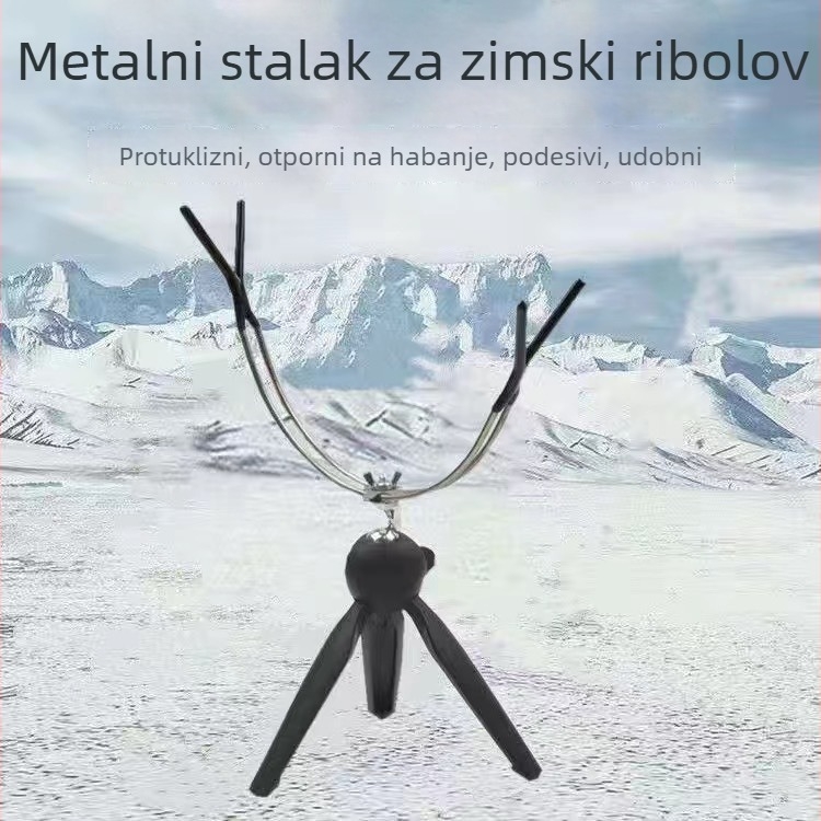 Držač štapa za ledeni ribolov – sklopivi, prijenosni, dvostruka glava, od nehrđajućeg čelika, Shengdong Fishing Gear